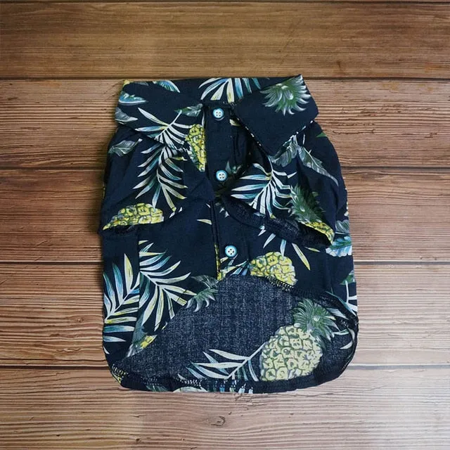 Cool Hawaiian Pineapple Print Summer Small Dog Shirt
