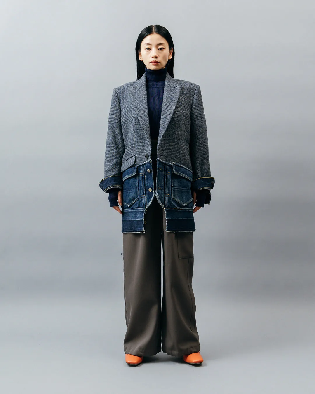DENIM DOCKING TAILORED JACKET .10【GLEN CHECK/INDIGO】