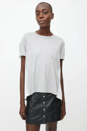 White & Grey Short Sleeve Dual Layer Top